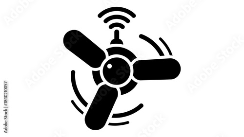 Smart ceiling fan icon with wi-fi symbol indicating intelligent airflow control and automated speed adjustment for moder