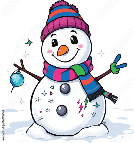 snowman, newyear, picture, clipart, drawing, illustration, Design