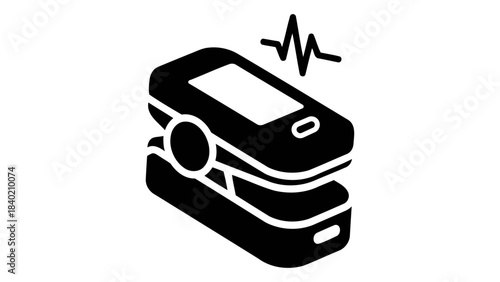 Smart fingertip pulse oximeter measuring oxygen saturation and pulse rate, medical device for health monitoring.