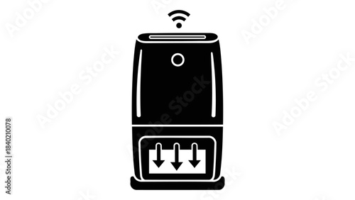 Smart dehumidifier icon symbolizing indoor air quality control and moisture reduction technology with wireless connectiv