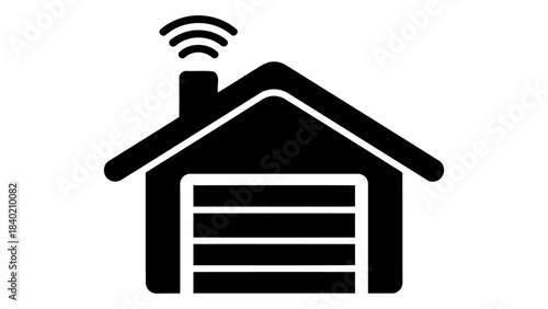 Smart garage door opener icon with wifi signal, symbolizing automated remote control for home security and convenience.