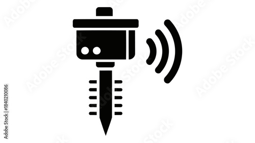 Smart garden monitor device icon for tracking plant health by measuring environmental conditions and transmitting data w