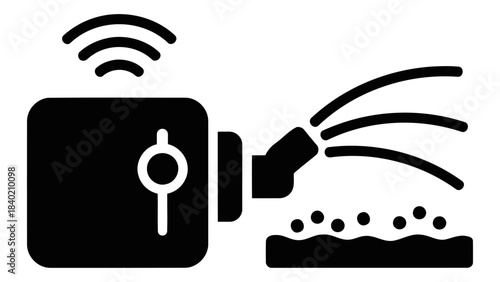 Smart irrigation system icon automating watering schedules using real-time soil data with wireless connectivity and wate
