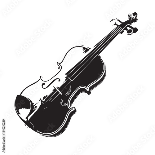 Black violin Silhouette Vector, High Quality Illustration on White Background