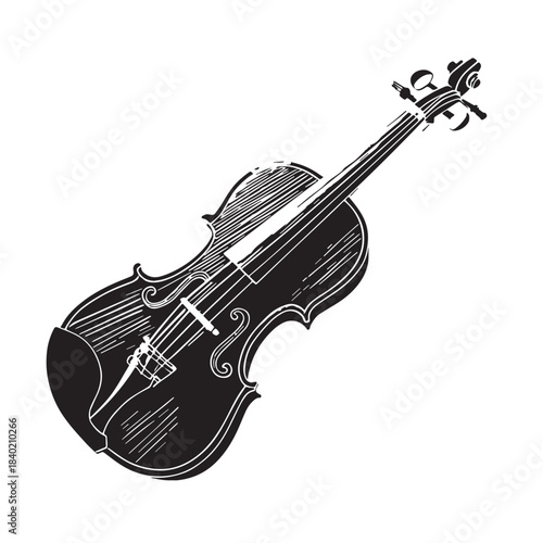 Black violin Silhouette Vector, High Quality Illustration on White Background