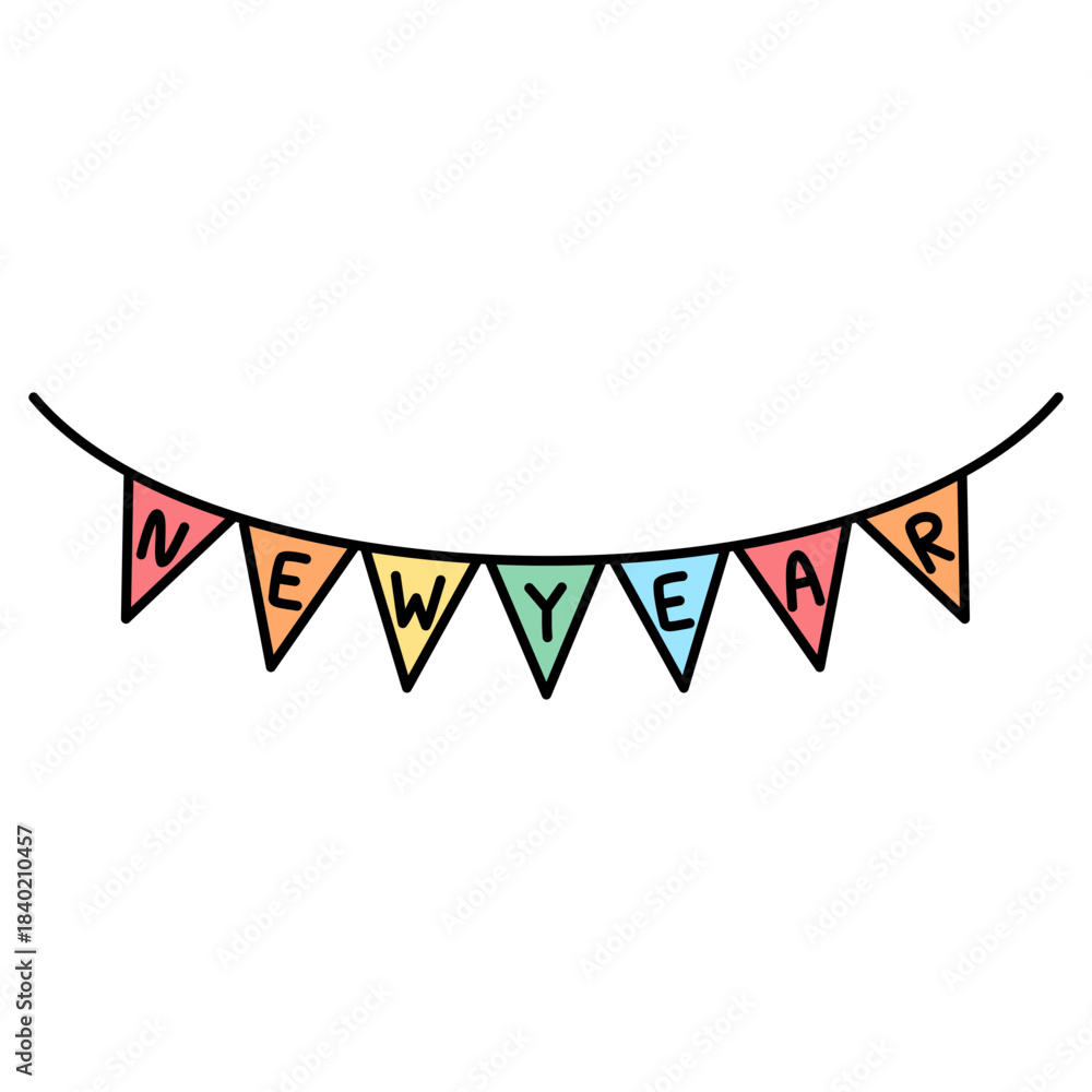 Obraz premium New Year Party Bunting Flag Isolated Illustration Elements