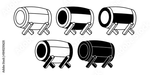 Drum Bedug Black Icon Bundle for Islamic Festival and Announcement Themes