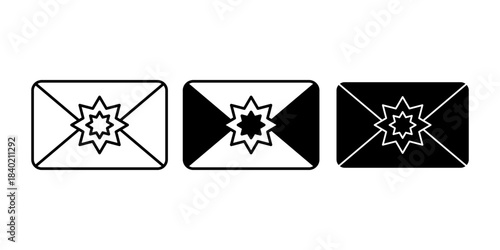 Eid Mubarak Cash Envelope Black Icon Bundle for Islamic Festive Themes