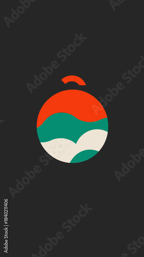 Abstract illustration of a colorful spherical shape with layered design