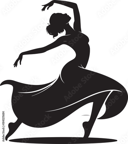 Graceful dancer silhouette dynamic movement art