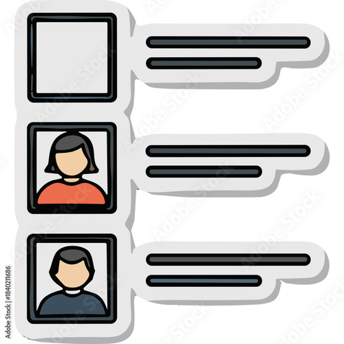 Selection list with checkboxes and user profile icons showing a choice between options for voting or decision making on a white background with soft shadows