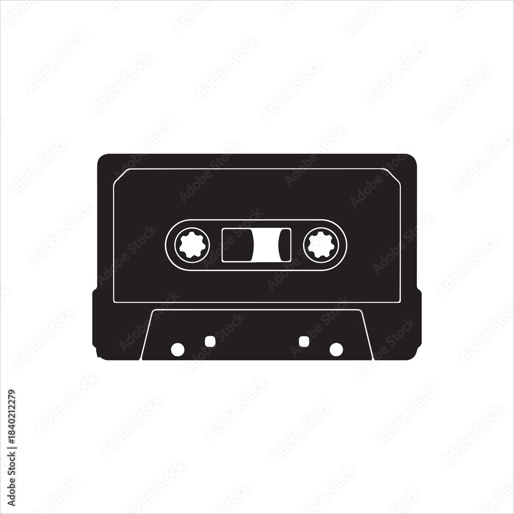 Obraz premium Vector audio cassette tape retro music silhouette illustrator