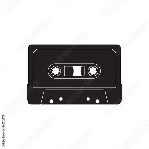  Vector audio cassette tape retro music silhouette illustrator