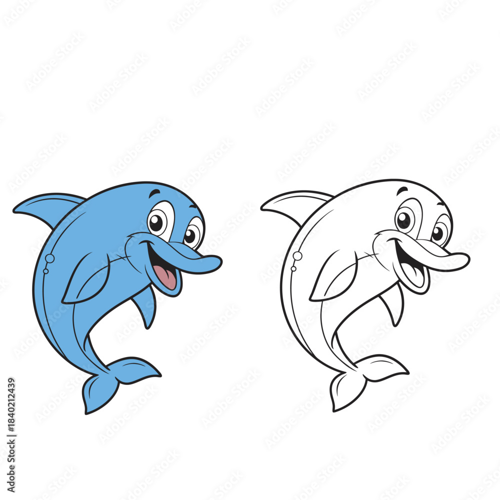 Naklejka premium coloring book for kid dolphin vector