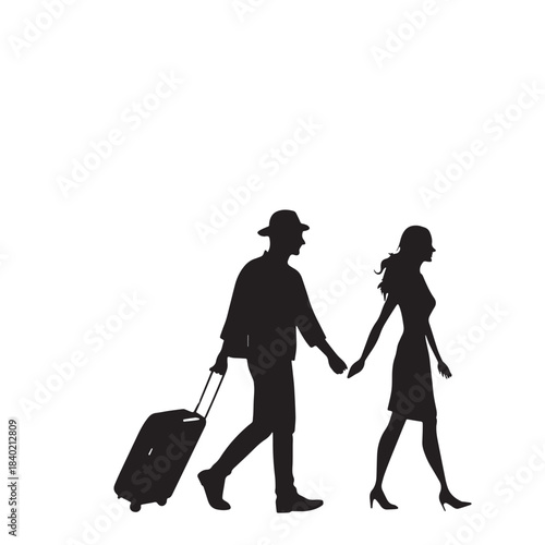 Black tourism travel Silhouette Vector, High Quality Illustration on White Background