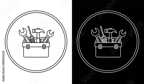 Hand drawn toolbox filled with repair tools illustration
