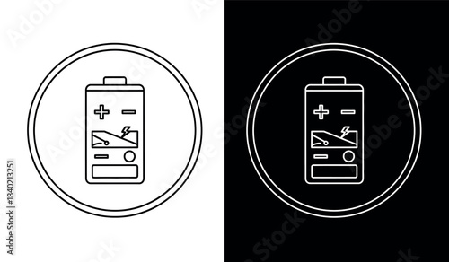 Battery indicator icon set linear style illustration