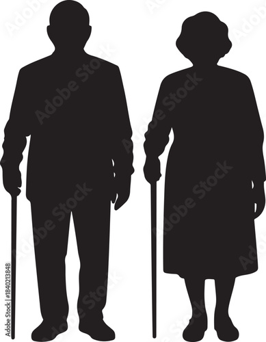 Elderly Couple Silhouette