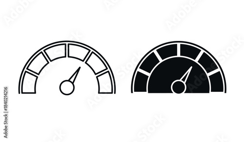 Speedometer gauge icon set linear and filled style