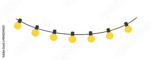 Hand Drawn Yellow Globe Party Lights Garland Decoration Illustration