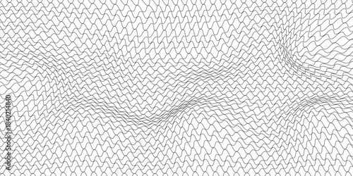Seamless pattern with black hand drawn doodle wavy lines on white background. Abstract grunge texture. Vector illustration