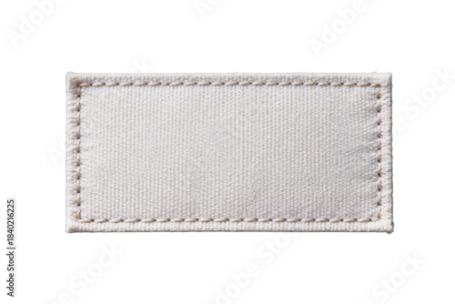 Plain rectangular fabric patch with stitching on a white background