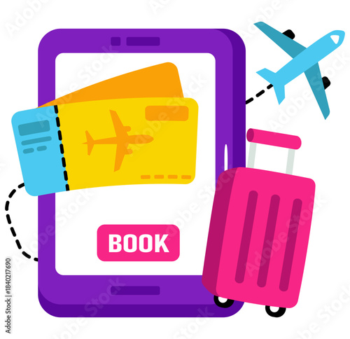 A unique design icon of mobile ticket booking 