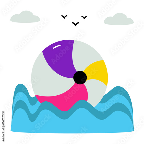 Editable design icon of beach ball 