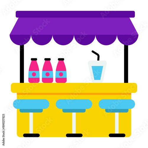 Conceptual flat design icon of street cart