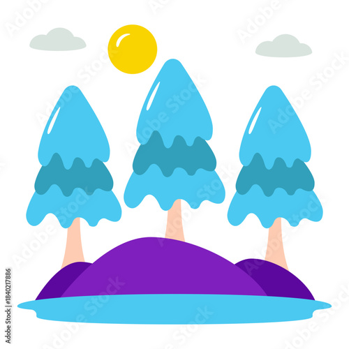 An eye catching design icon of forest 