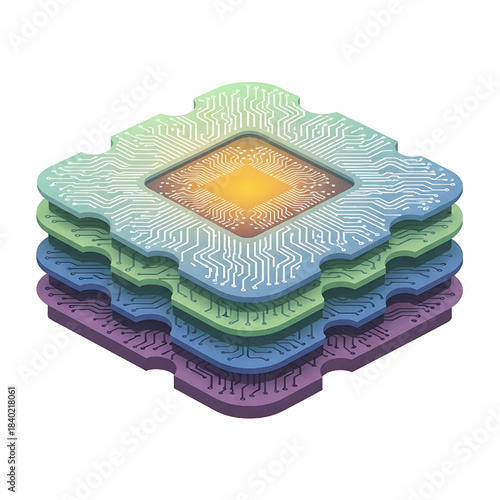 Flat vector illustration of cloud computing with servers and connection lines