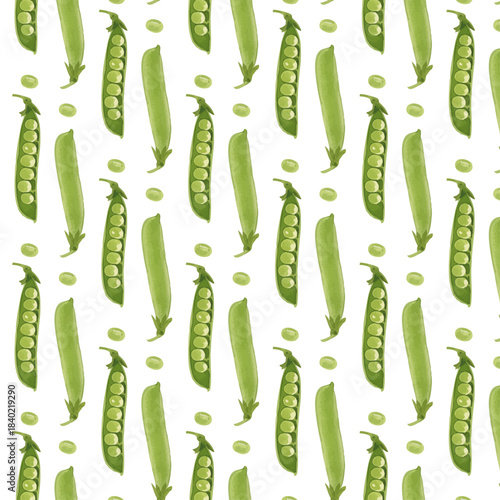 Watercolor-style pea illustration／えんどう豆