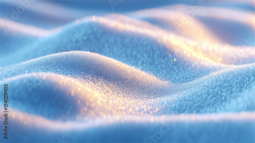 Soft blue fabric waves forming smooth flowing curves under gentle light, creating a minimal abstract texture with calm atmosphere, elegant folds and serene visual rhythm inspired by textile motion.