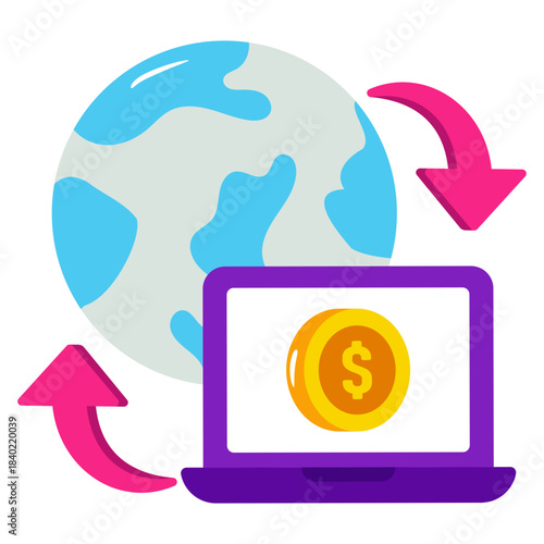 Editable design icon of global money transfer 
