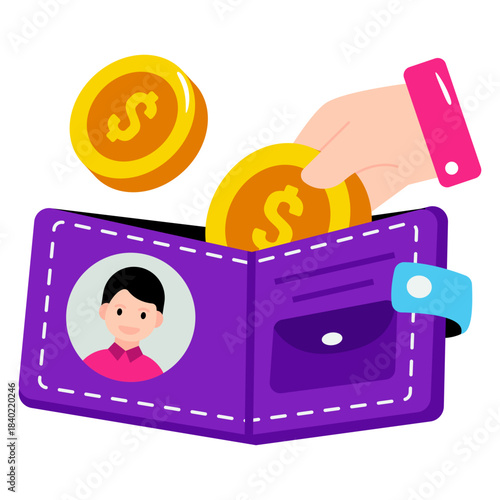 A billfold accessory icon, vector design of wallet