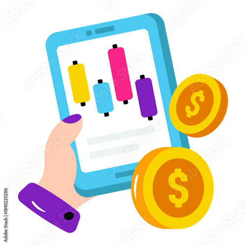 A creative design icon of mobile financial analytics 