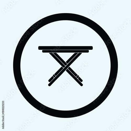 Vector Folding portable camping picnic table icon symbol design silhouette Illustration