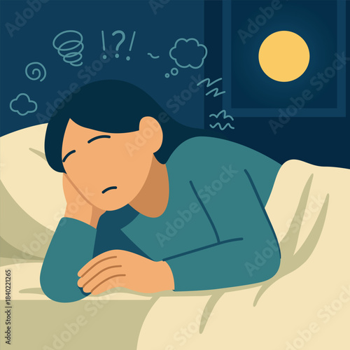 Insomnia concept with woman struggling to sleep at night