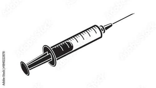 Vintage style illustration of a medical syringe with needle on a white background