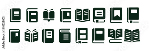 Set of Book Icons. Library, Reading, Education, Literature Symbols. Vector illustration eps 10