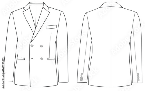 man Double Breasted Coat Vector Fashion Design Illustration