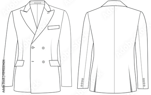man Double Breasted Coat Vector Fashion Design Illustration