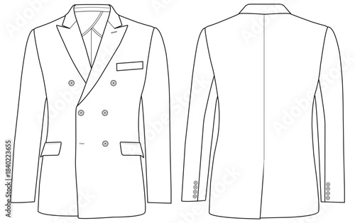 man Double Breasted Coat Vector Fashion Design Illustration