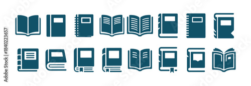 Set of Book Icons. Library, Reading, Education, Literature Symbols. Vector illustration eps 10