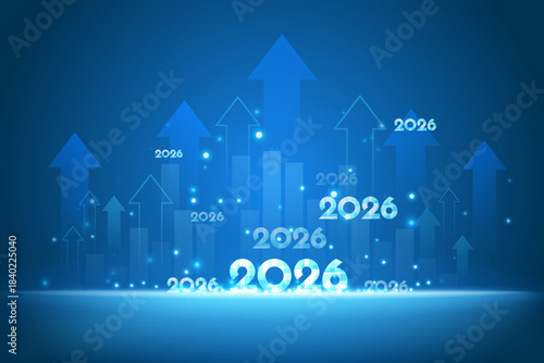 happy new year 2026 financial growth digital concept