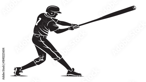 Silhouette of a baseball player swinging a bat with power and focus during a game
