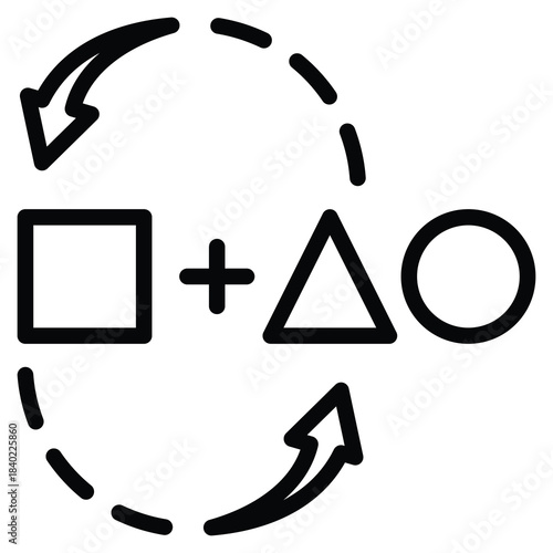 Single Displacement/Replacement Reaction Icon Line Vector Illustration