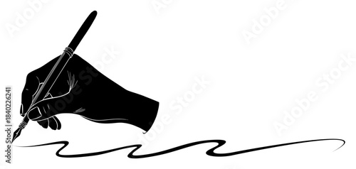 Silhouette illustration of a hand writing for education day