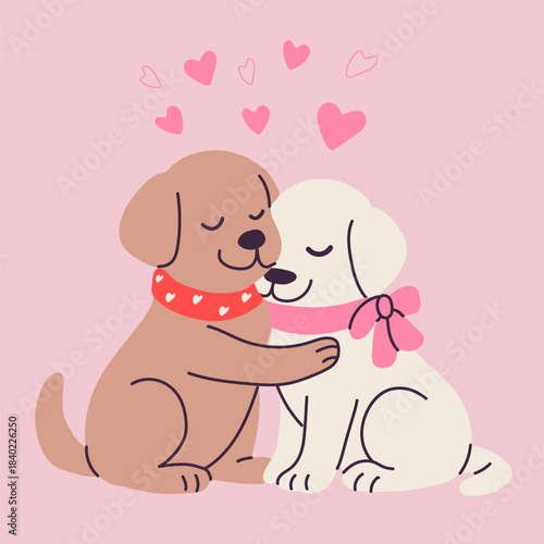 Lovable Dogs with Heartfelt Hug and Sweet Collars