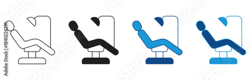 Dental Chair Icon Set. Medical Dental Unit Icon. Thin line dental chair icon isolated on white background. Vector illustration.